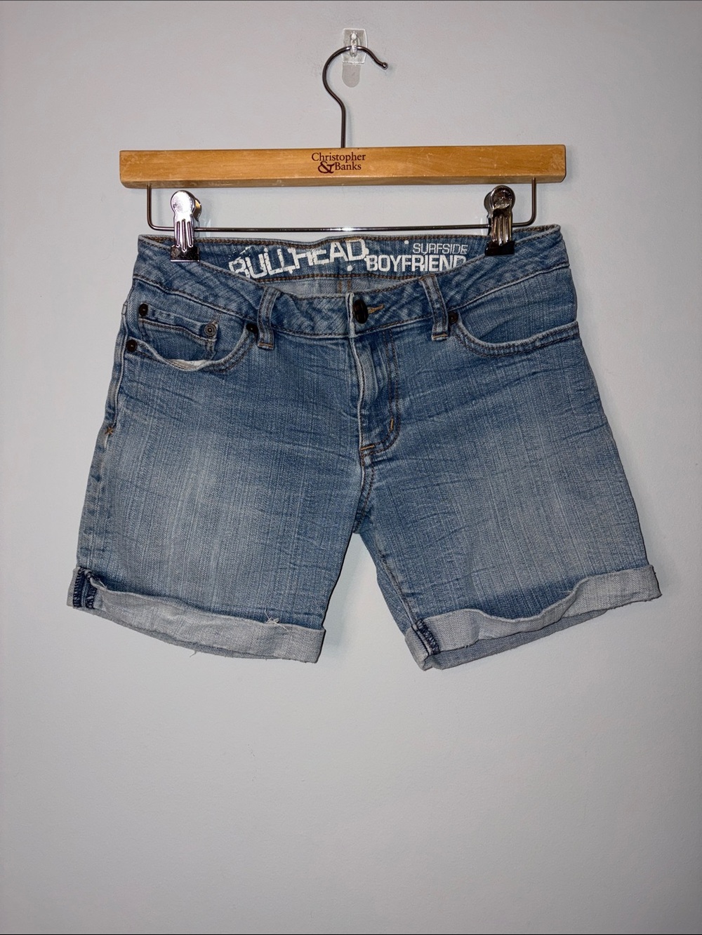 Bullhead Light Wash Boyfriend Rolled Denim Shorts Size 0